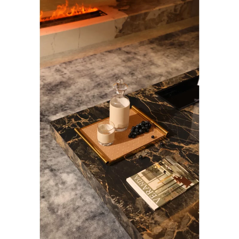 SCROLL LEATHER TRAY-GOLD