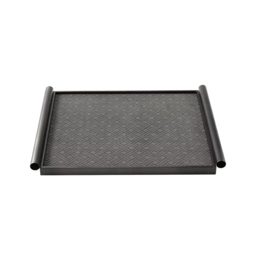 SCROLL LEATHER TRAY-BLACK