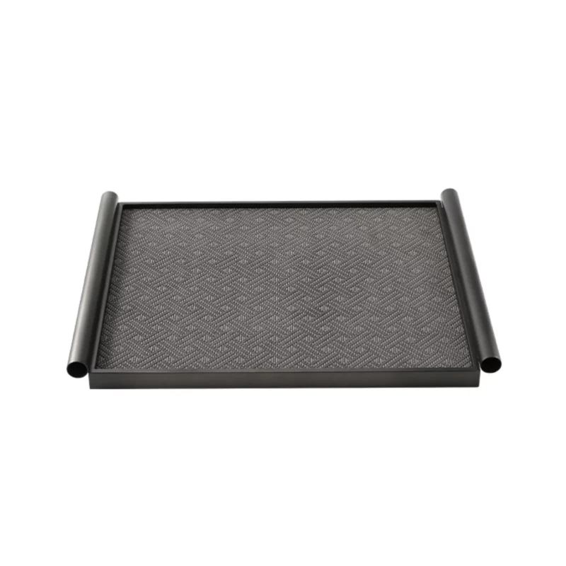 SCROLL LEATHER TRAY-BLACK