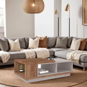 COFFEE TABLE SMKD OAK+CASHMERE