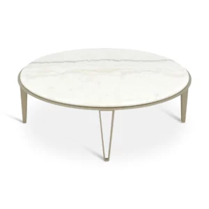 COFFFEE TABLE WHT MRB+GOLD LEG
