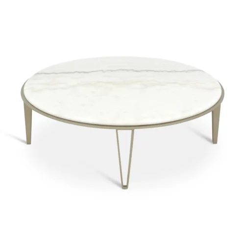 COFFFEE TABLE WHT MRB+GOLD LEG