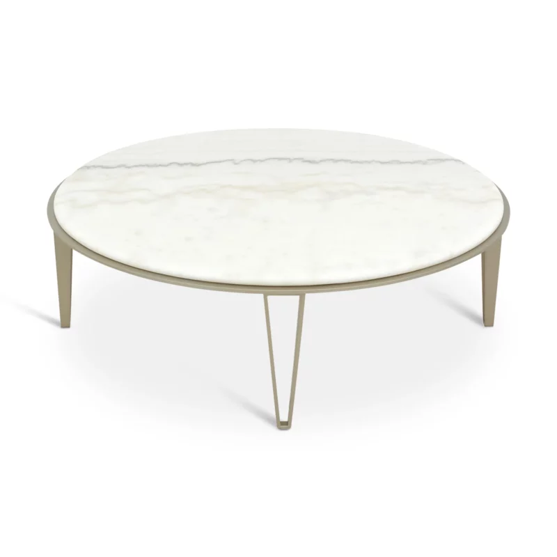 COFFFEE TABLE WHT MRB+GOLD LEG