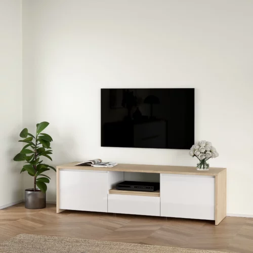 NEXT White and Oak Surface TV Console