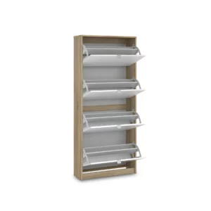 59007AKUU-1 SHOES Oak & White Footwear Storage 162cm