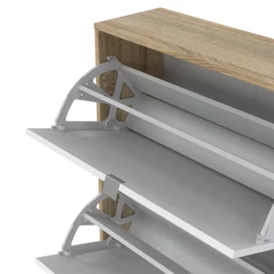 59007AKUU-3 SHOES Oak & White Footwear Storage 162cm