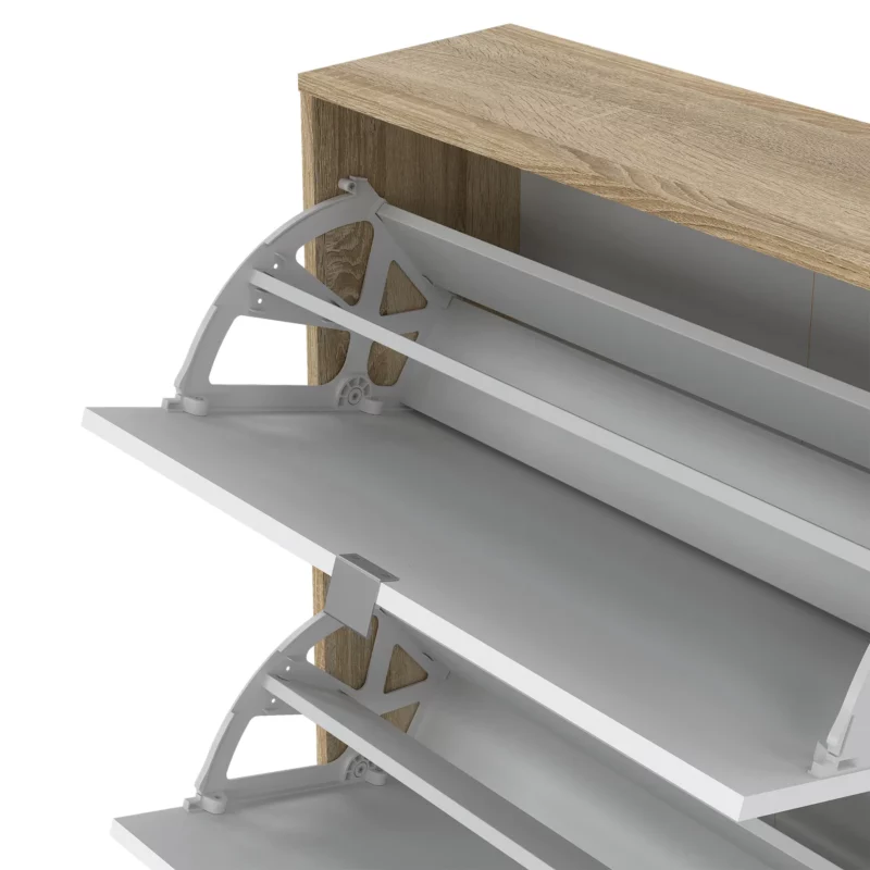 59007AKUU-3 SHOES Oak & White Footwear Storage 162cm