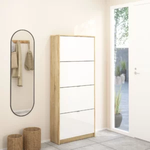 59007AKUU SHOES Oak & White Footwear Storage 162cm