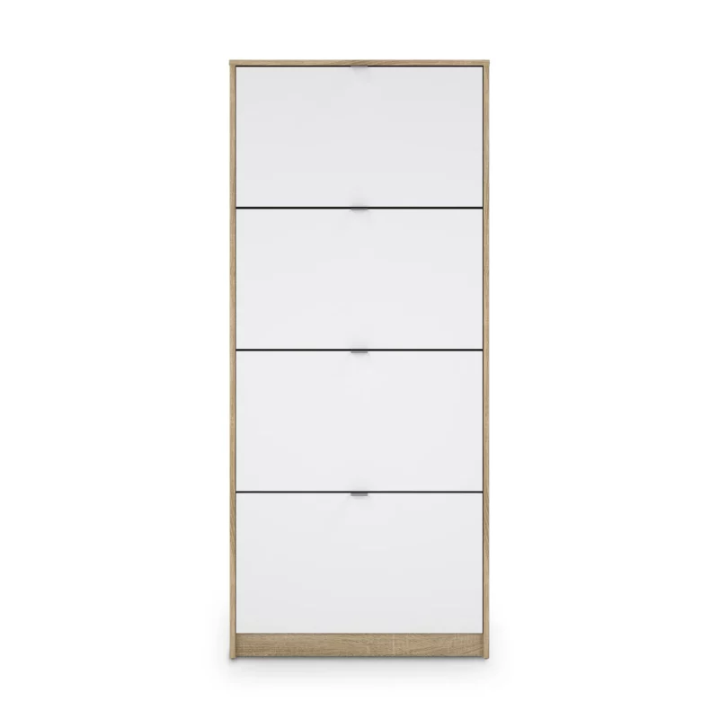 59007AKUU-5 SHOES Oak & White Footwear Storage 162cm
