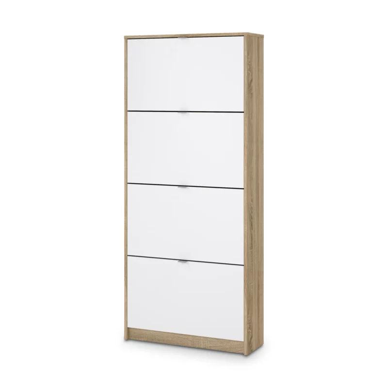 59007AKUU-7 SHOES Oak & White Footwear Storage 162cm