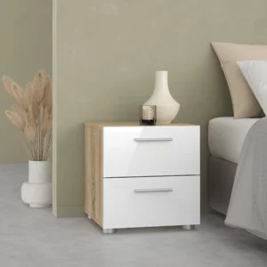 PEPE NIGHTSTAND OAK+WHT GLOSS