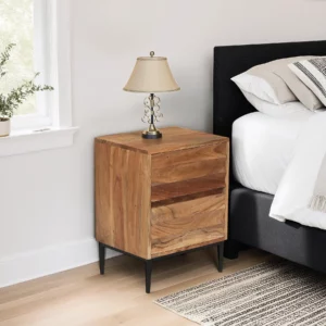 NIGHT STAND 2 DRAWERS WOOD