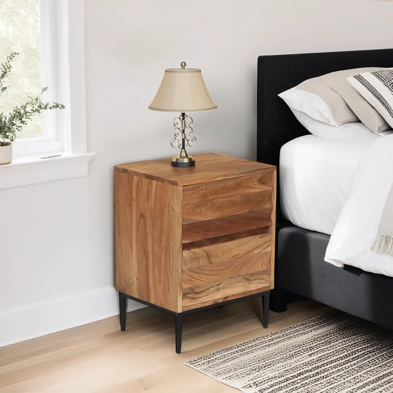 NIGHT STAND 2 DRAWERS WOOD