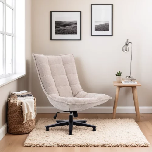 LUNO Beige Swivel Armchair