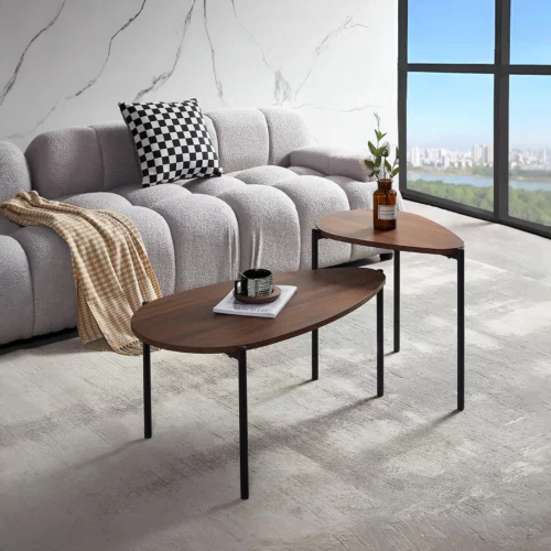 COFFEE TABLE SET 2PCS WALNUT