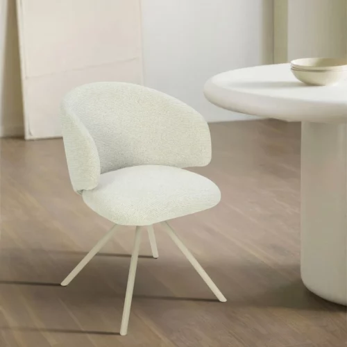 MIRBELE Beige Swivel Dining Chair