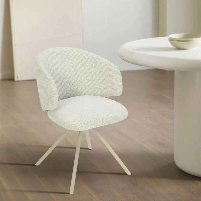 MIRBELE Beige Swivel Dining Chair
