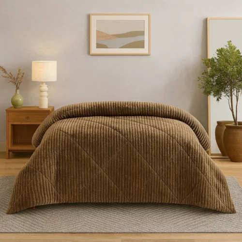 BLANKET QUILT DARK BEIGE