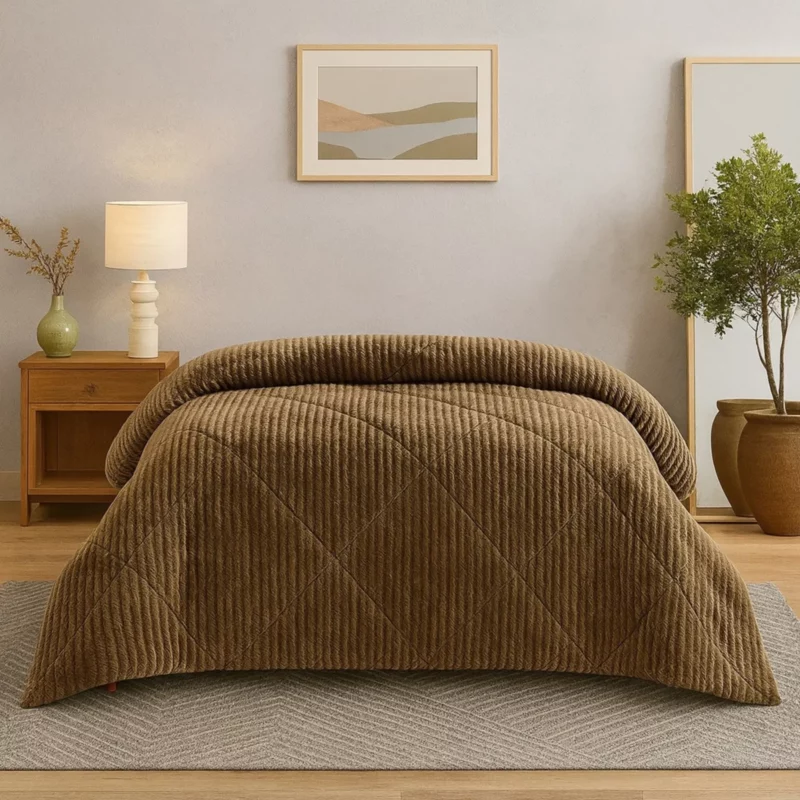 BLANKET QUILT DARK BEIGE