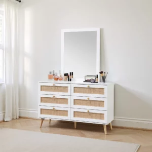 RZ-1001-DRMR-WHITE MANGI White Rattan Dresser