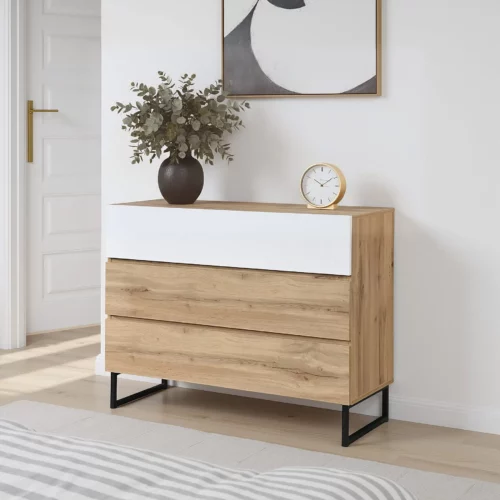 CHEST 3DR WOTAN OAK+AMC WHITE