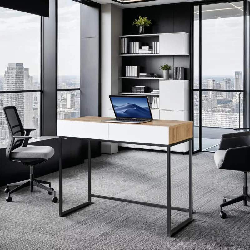 OFFICE TABLE WOTAN OAK+AMC WHT