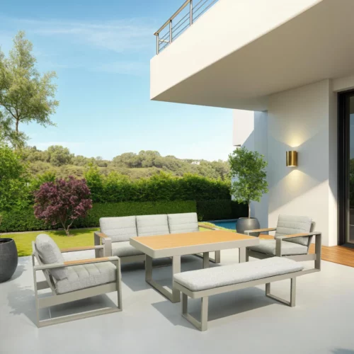 SDS23991-311CTBH- ZAFARIA Outdoor Aluminium Lounge Set with Wood Top Table