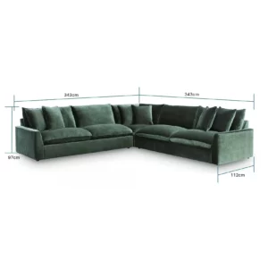 CARRIAGE Green Fabric Corner Sofa
