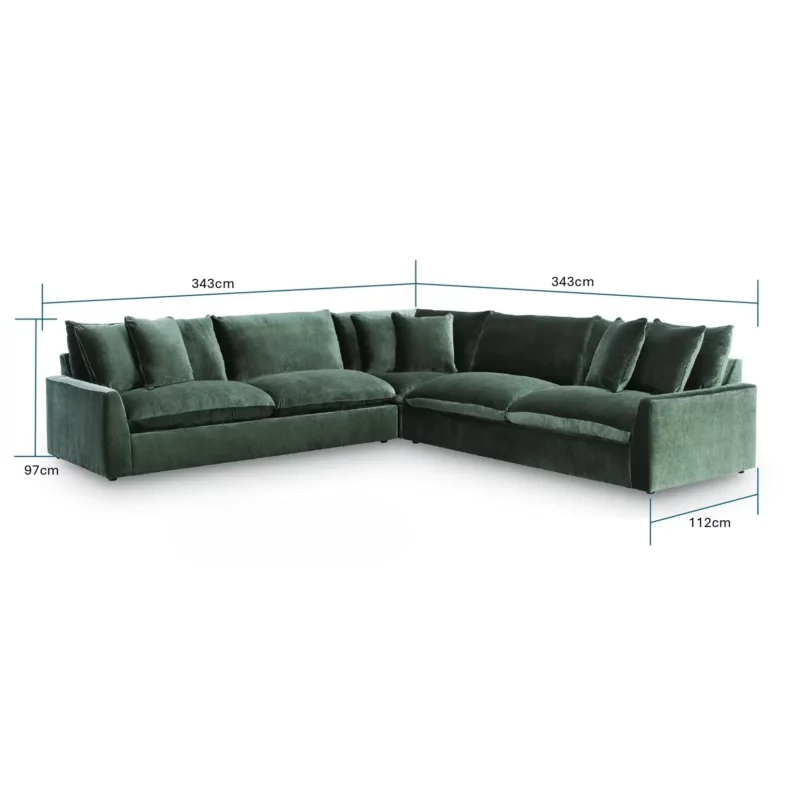 CARRIAGE Green Fabric Corner Sofa