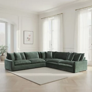 CARRIAGE Green Fabric Corner Sofa