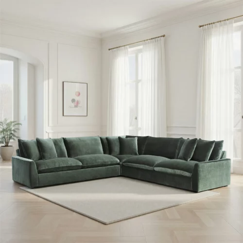 CARRIAGE Green Fabric Corner Sofa