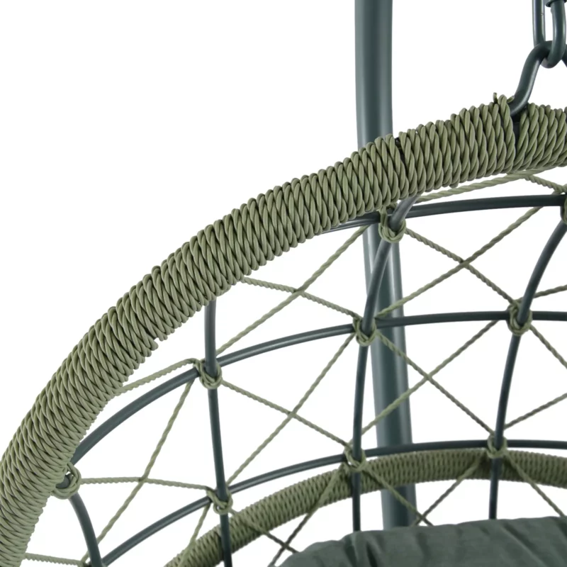 ARICO Green Metal and Rope Outdoor Chair