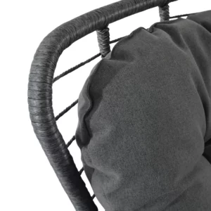 JYSRS240671-3-1 DIZZIN Grey Metal and Rope Swivel Outdoor Chair