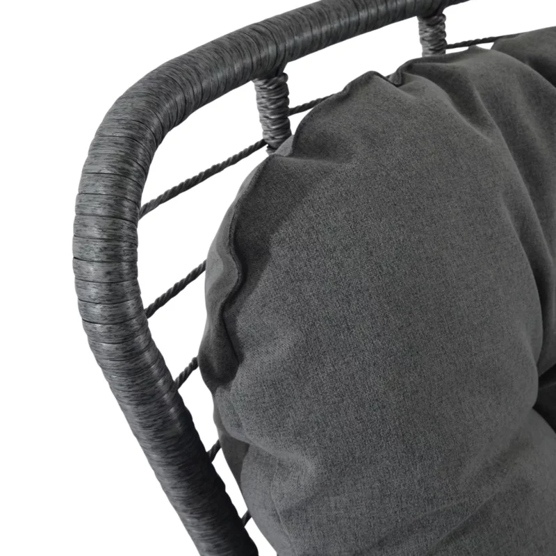 JYSRS240671-3-1 DIZZIN Grey Metal and Rope Swivel Outdoor Chair