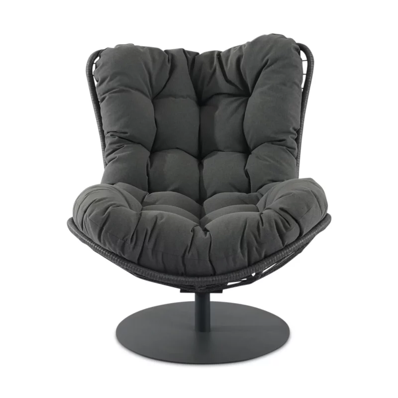 JYSRS240671-4-1 DIZZIN Grey Metal and Rope Swivel Outdoor Chair