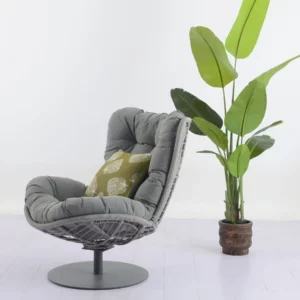 JYSRS240671-5 DIZZIN Grey Metal and Rope Swivel Outdoor Chair