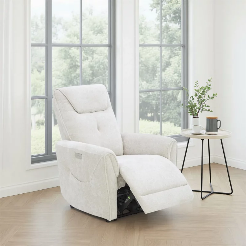CHILLART Taupe Fabric Electric 1-Seater Recliner