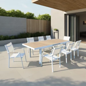 OUTDOOR DINING SET 1+8 EXT WHT