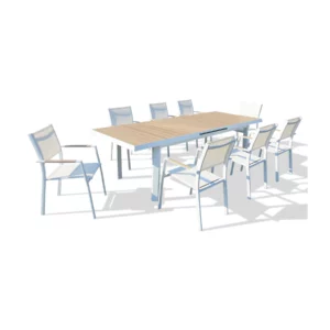OUTDOOR DINING SET 1+8 EXT WHT