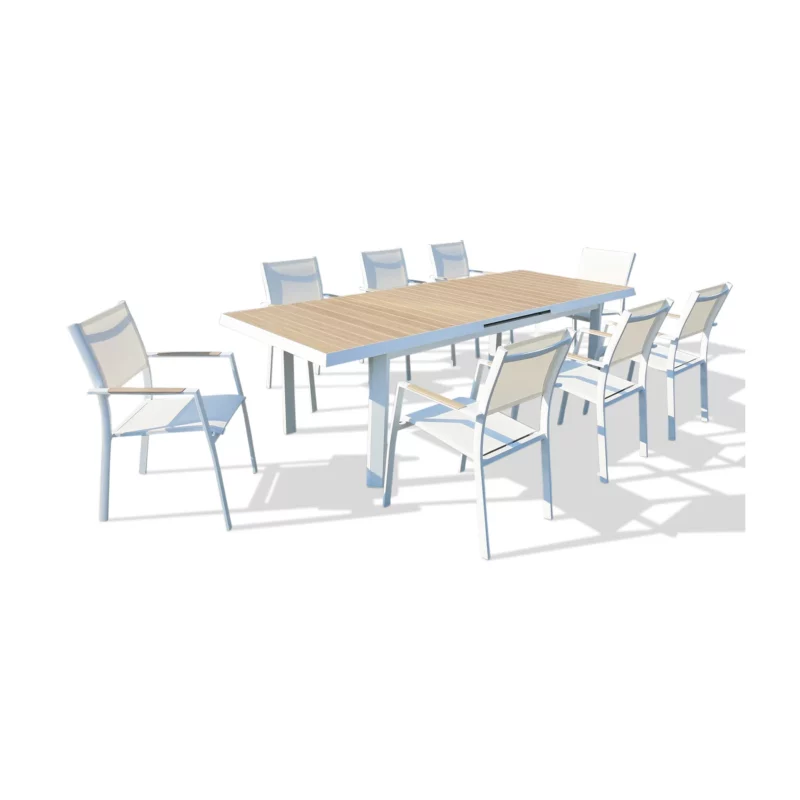 OUTDOOR DINING SET 1+8 EXT WHT