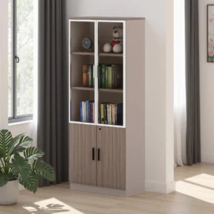 BOOKCASE HU OAK+GREY2025