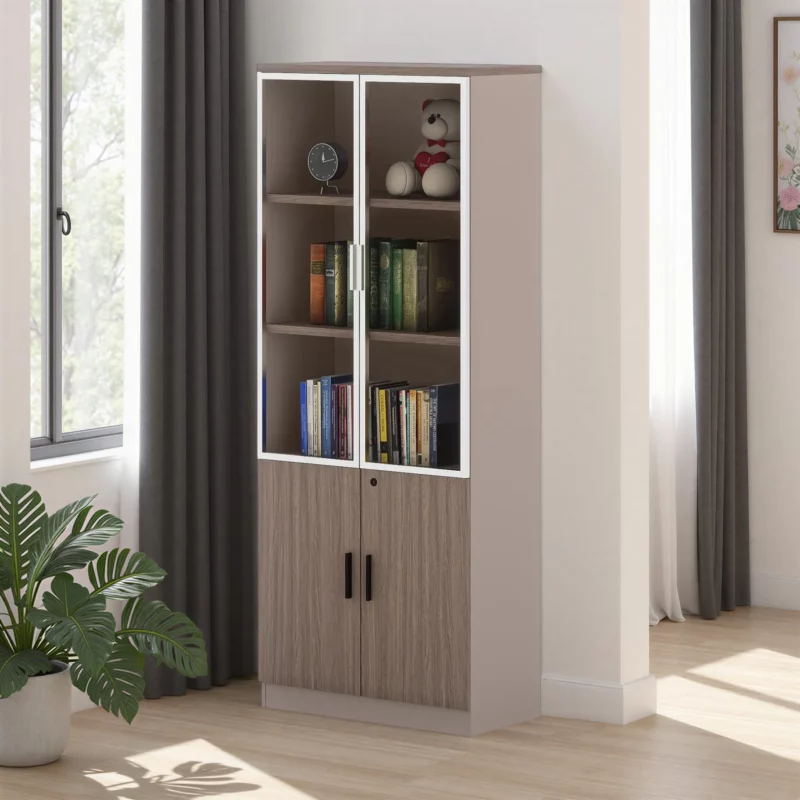 BOOKCASE HU OAK+GREY2025