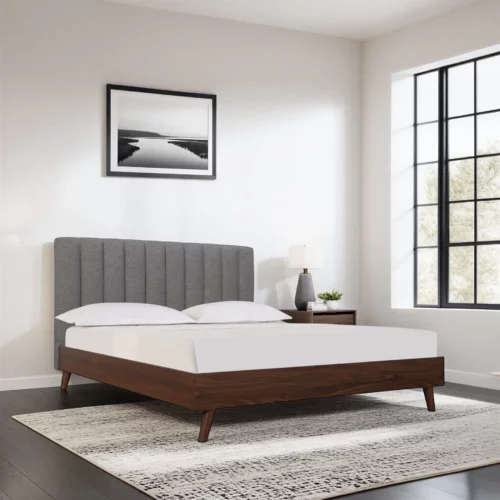 QB-10570-5.5FT-FB206-1-1 ALIVIA Grey and Walnut Bed