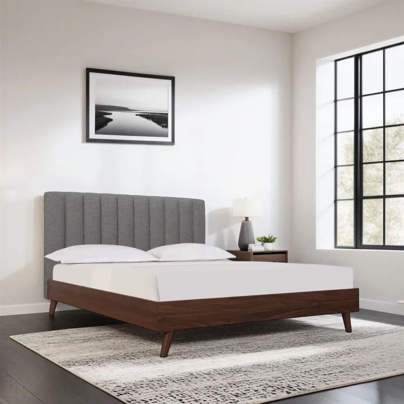 QB-10570-5.5FT-FB206-1-1 ALIVIA Grey and Walnut Bed