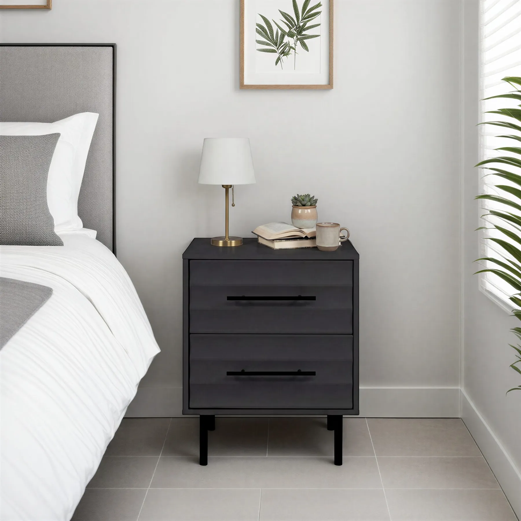 NIGHTSTAND 2DRWS ANTHRACITE