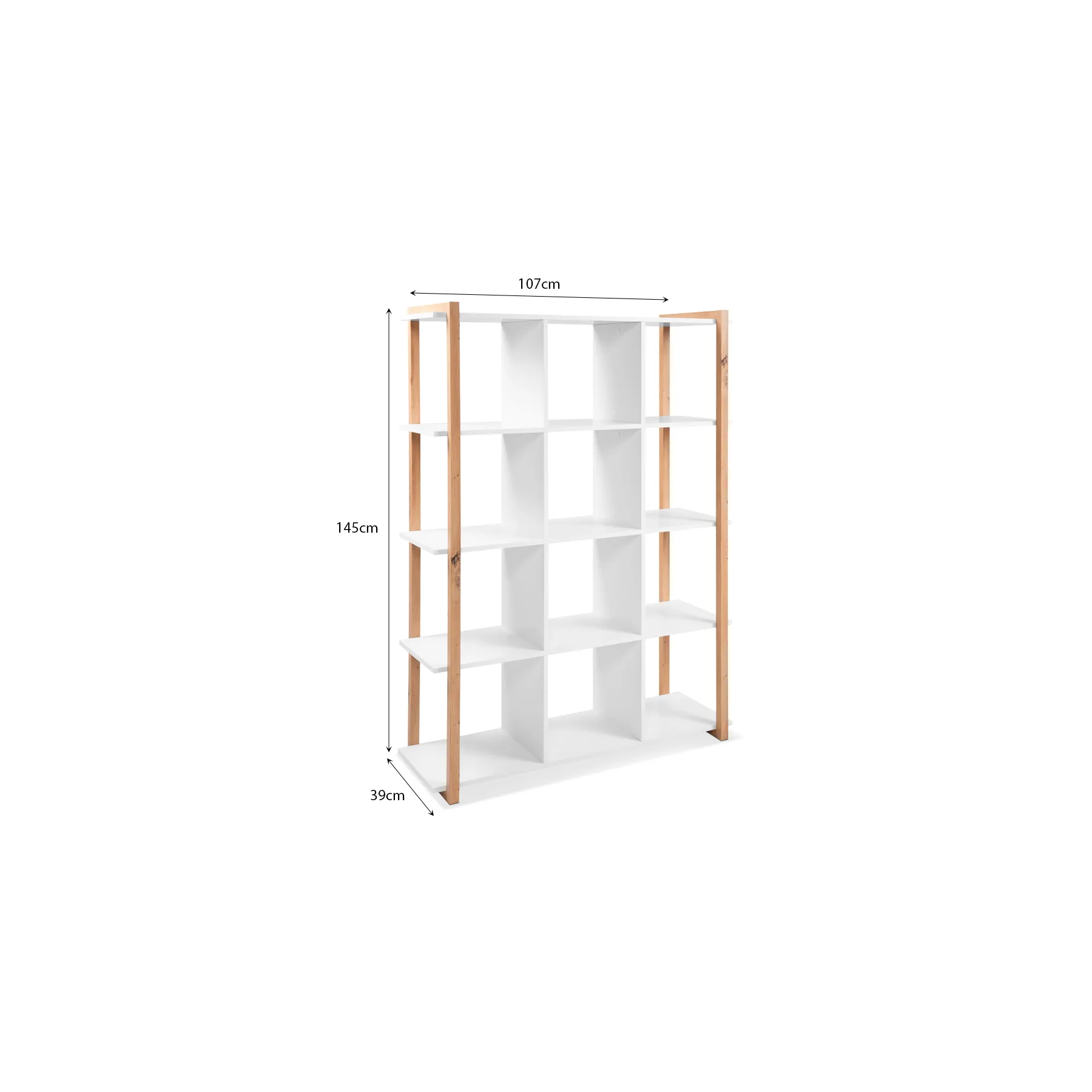 BOOKCASE W/SHELVES WHT+ART.OAK