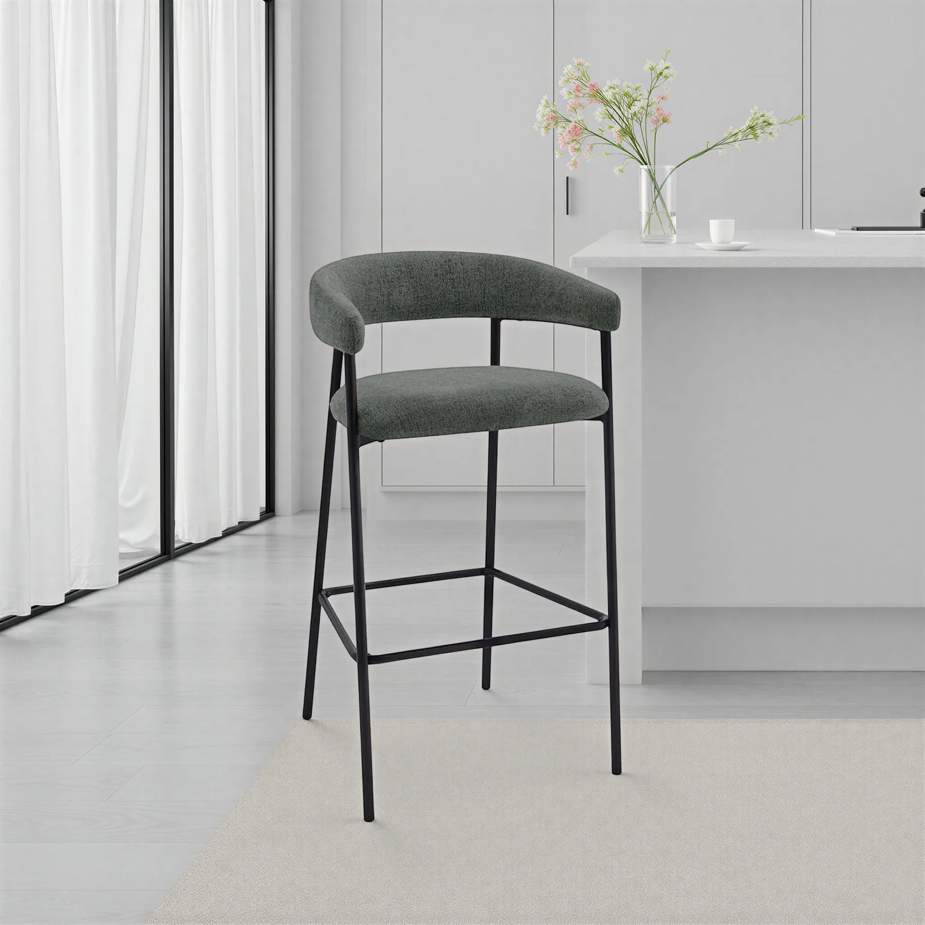 ECLIPSE BAR STOOL GREY FABRIC