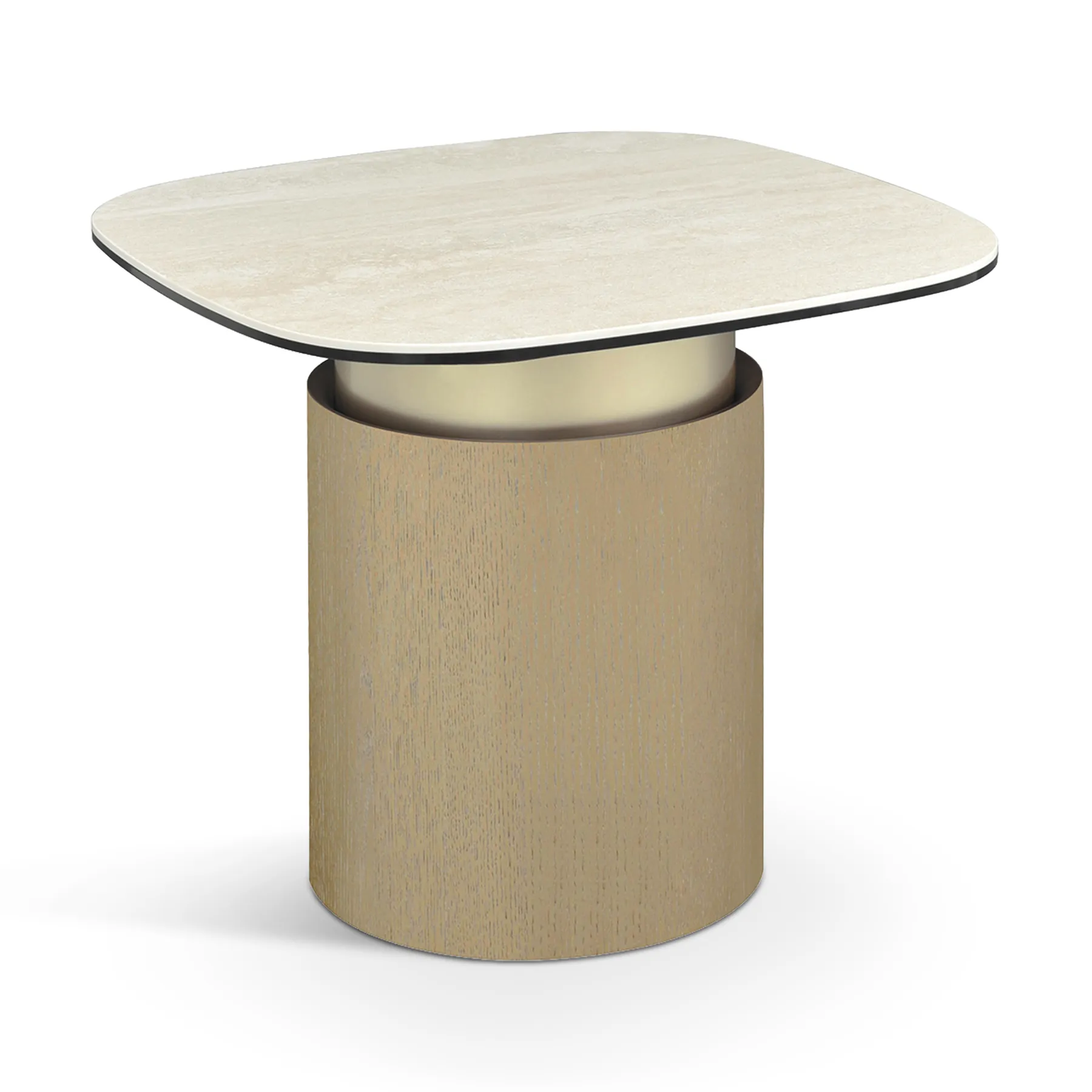 SIDE TABLE TRAVRTINE+TAUPE OAK