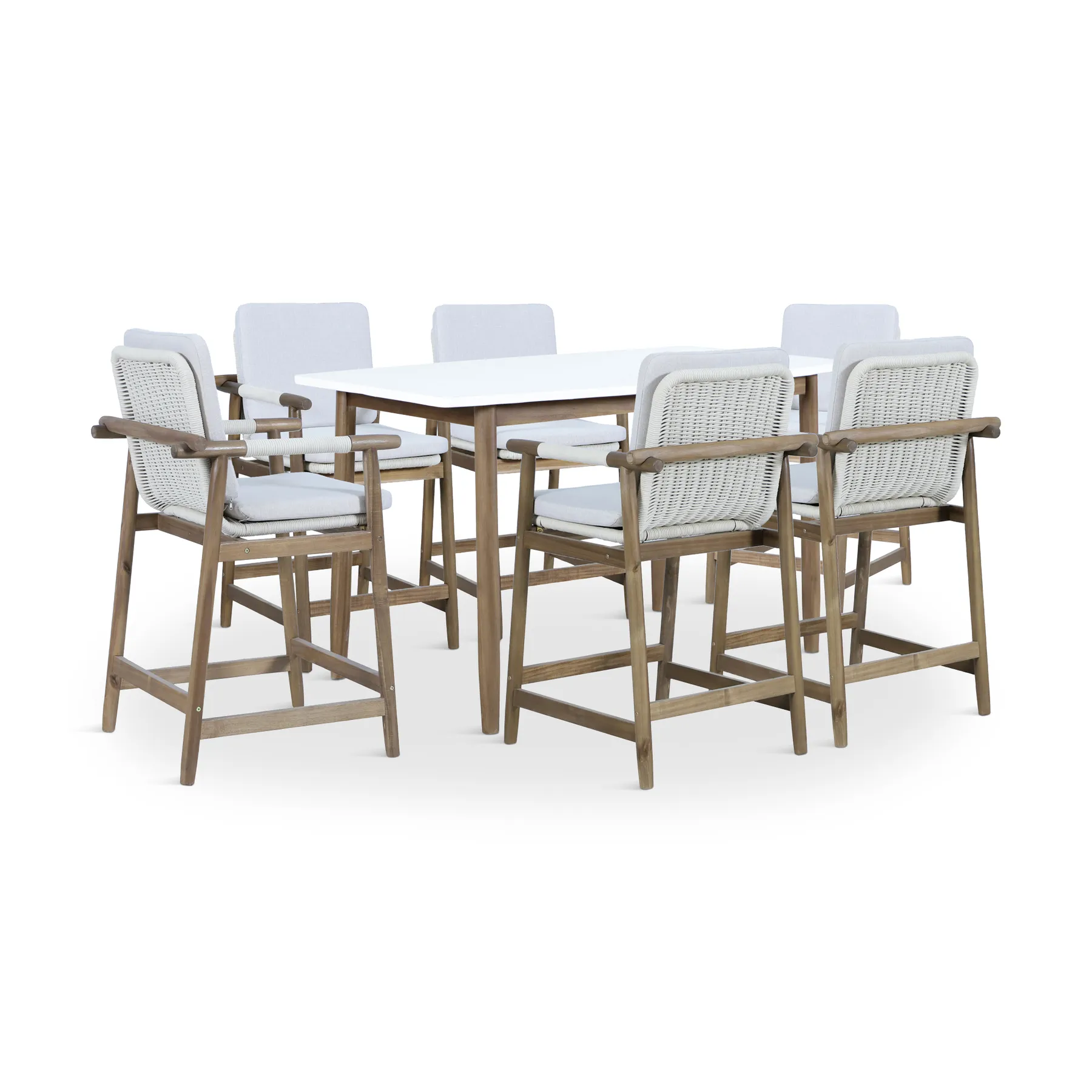 OUTDOOR BAR SET 1+6 WALNUT