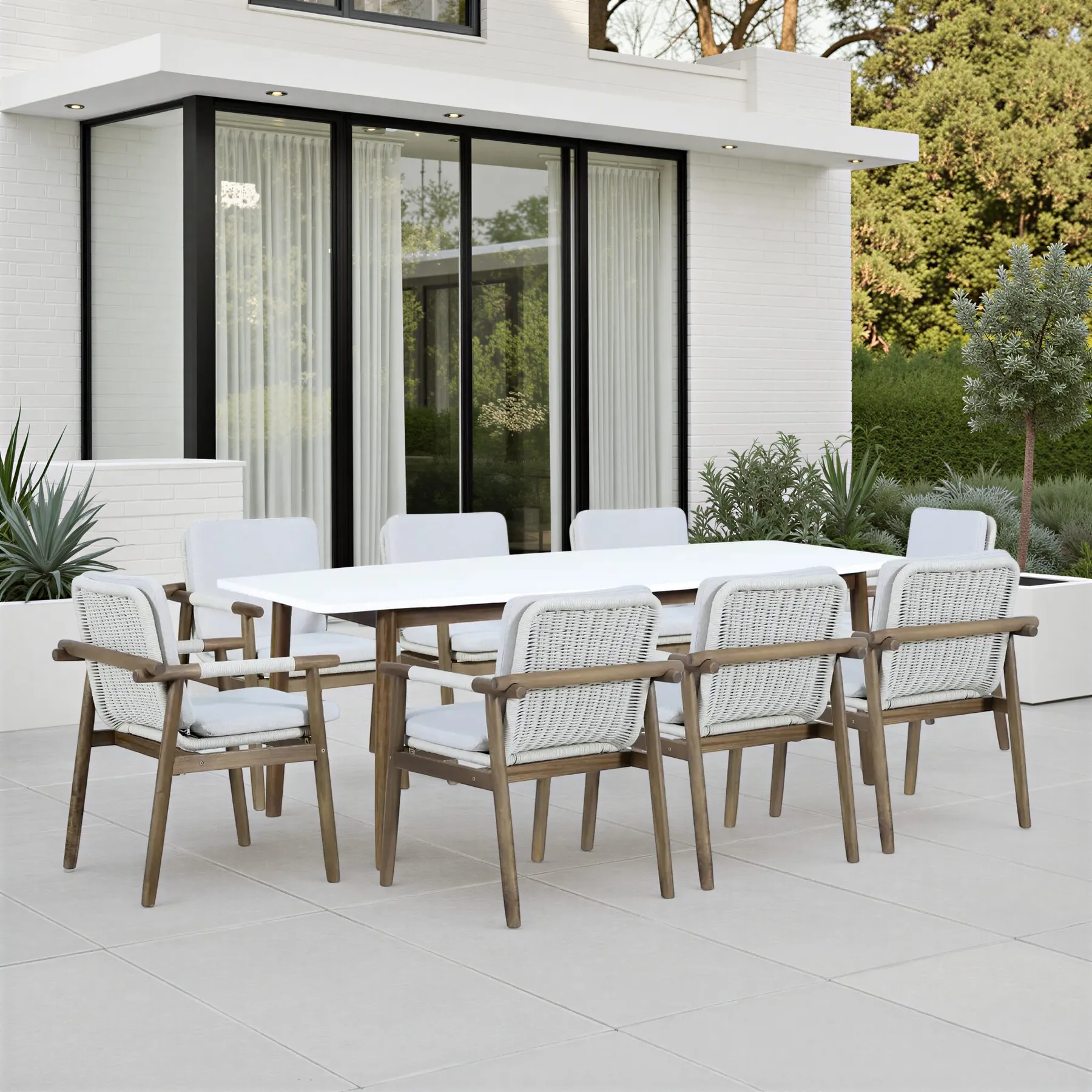 OUTDOOR DNG SET 1+8 WALNUT